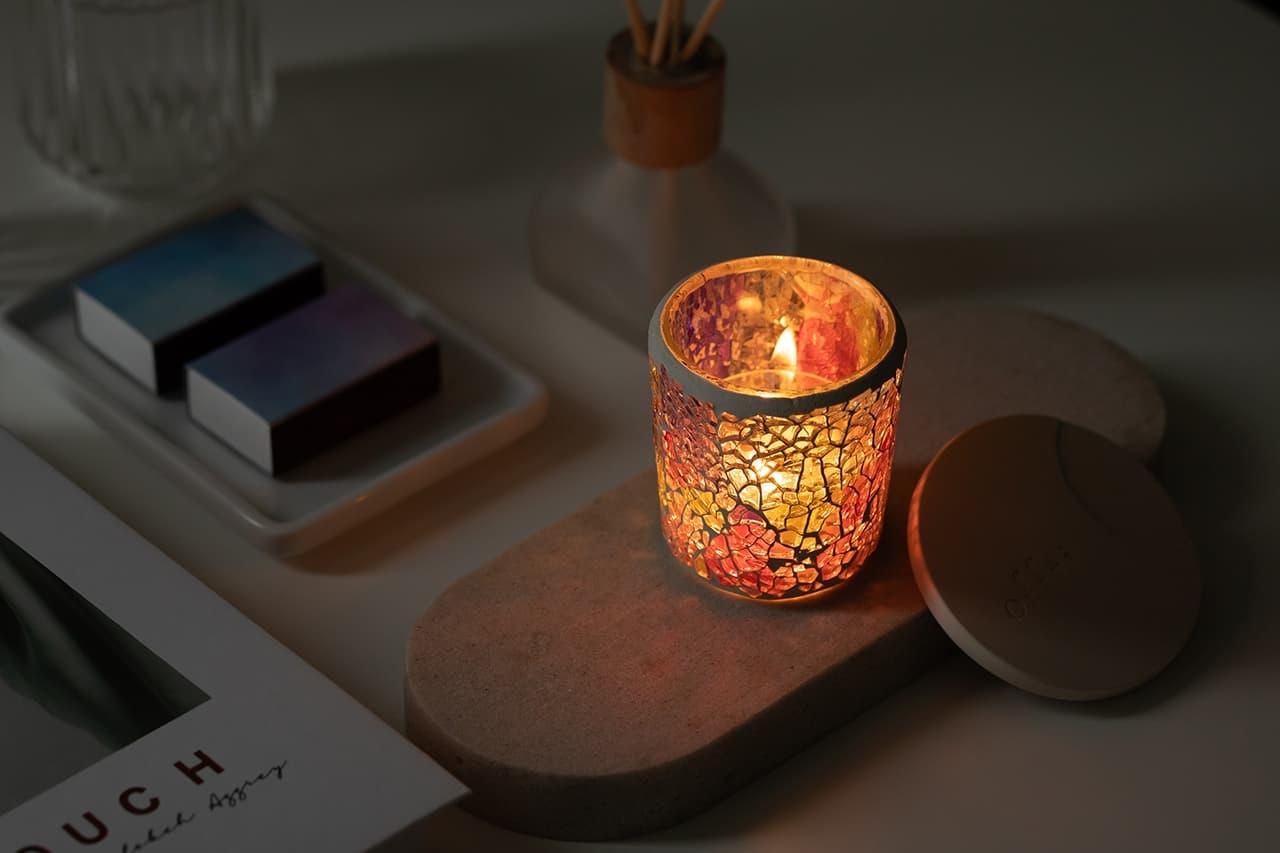 フタ付きモザイクグラス