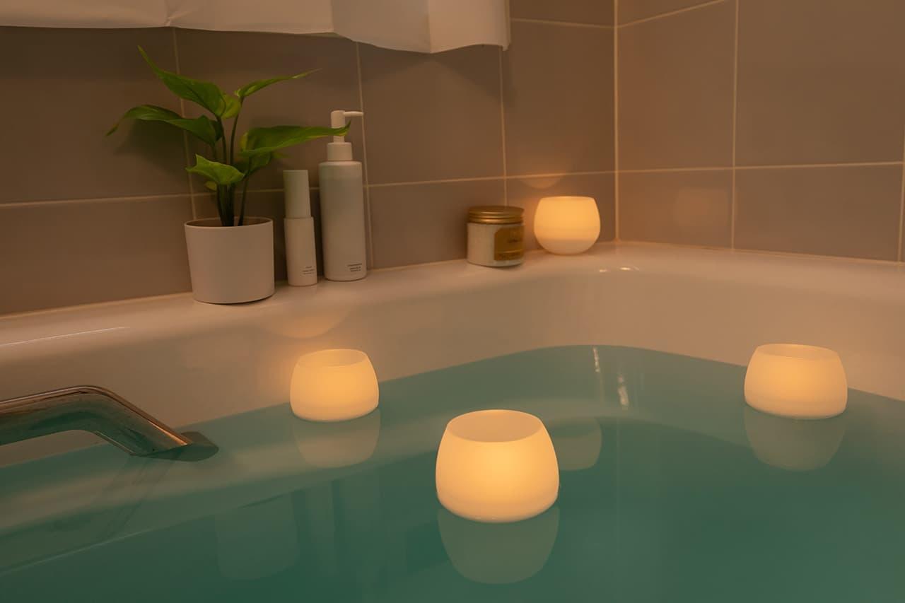 風呂に浮かぶアロマバスキャンドル「プカ」
