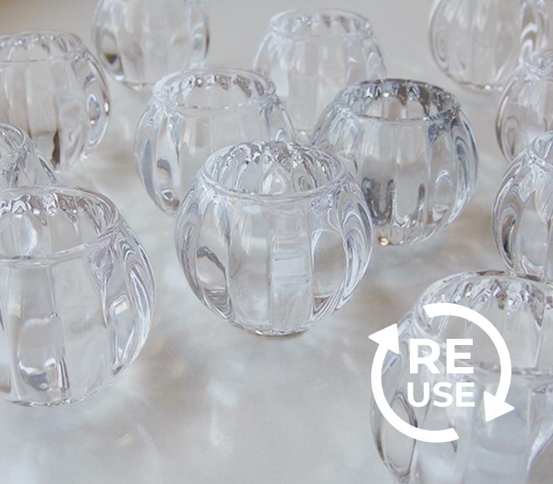 エコリユースキャンドルグラス「スクワッシュ」１２個セット（クリア）