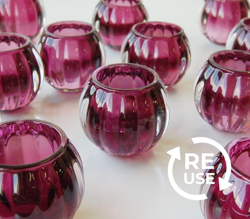 エコリユースキャンドルグラス「スクワッシュ」１２個セット（パープル）
