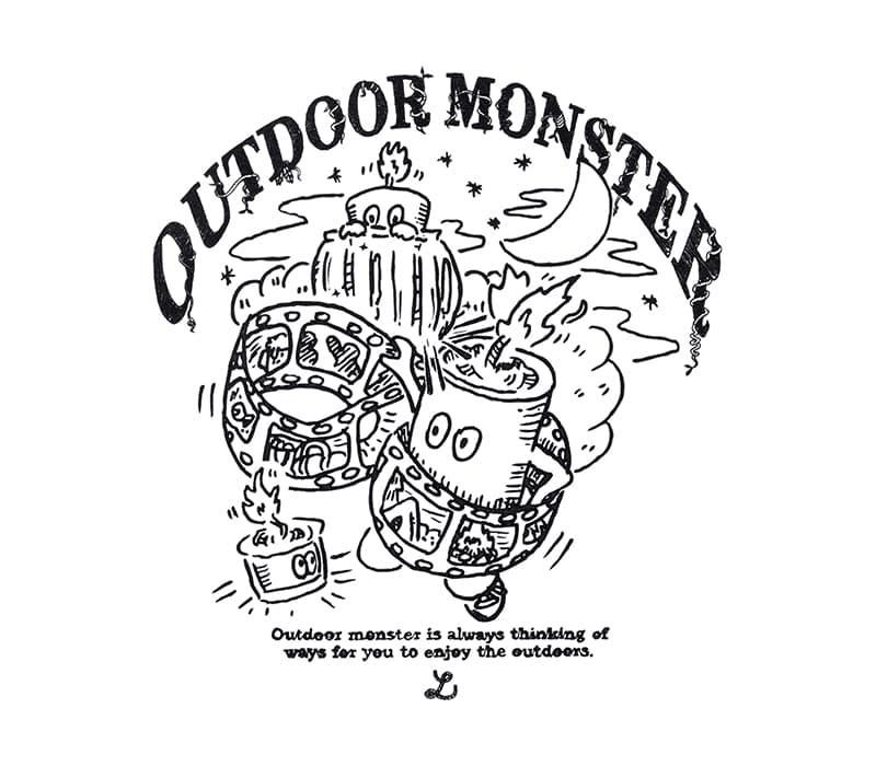 アウトドアモンスターFIRE-STOCK カッティングシール（中）ブラック