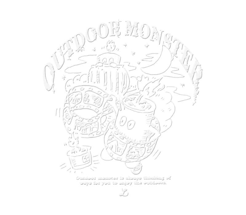 アウトドアモンスターFIRE-STOCK カッティングシール（中）ホワイト