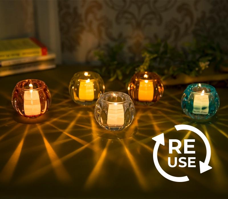 エコリユースキャンドルグラス「スクワッシュ」１２個セット（クリア）