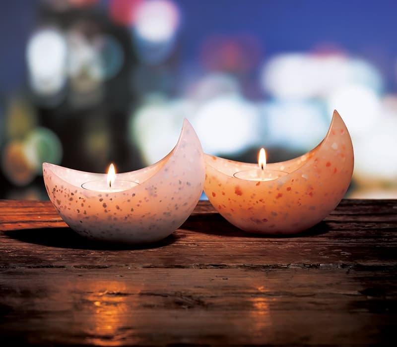 アロマキャンドルホルダー「ツキ」(ミストブルー)