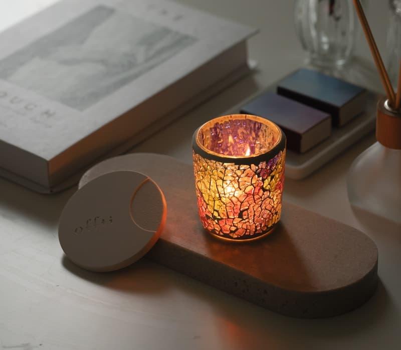 フタ付きモザイクグラス（アール）