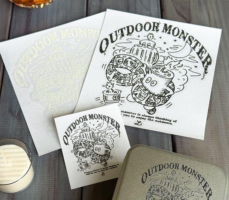 アウトドアモンスターFIRE-STOCK カッティングシール（小）ブラック