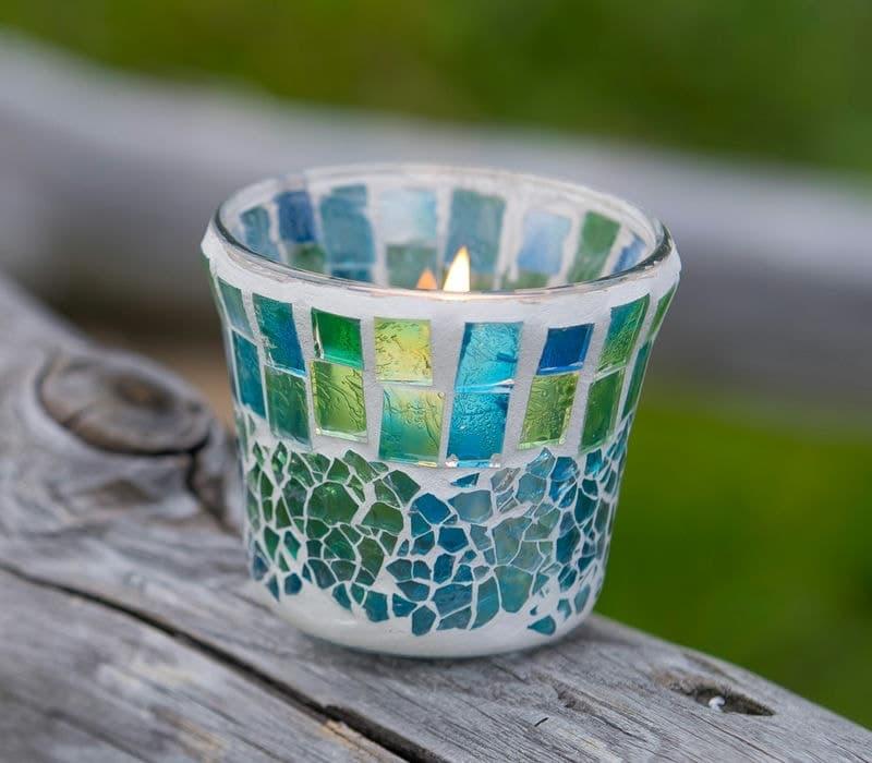 アウトドアキャンドル「モザイク」（シエル）