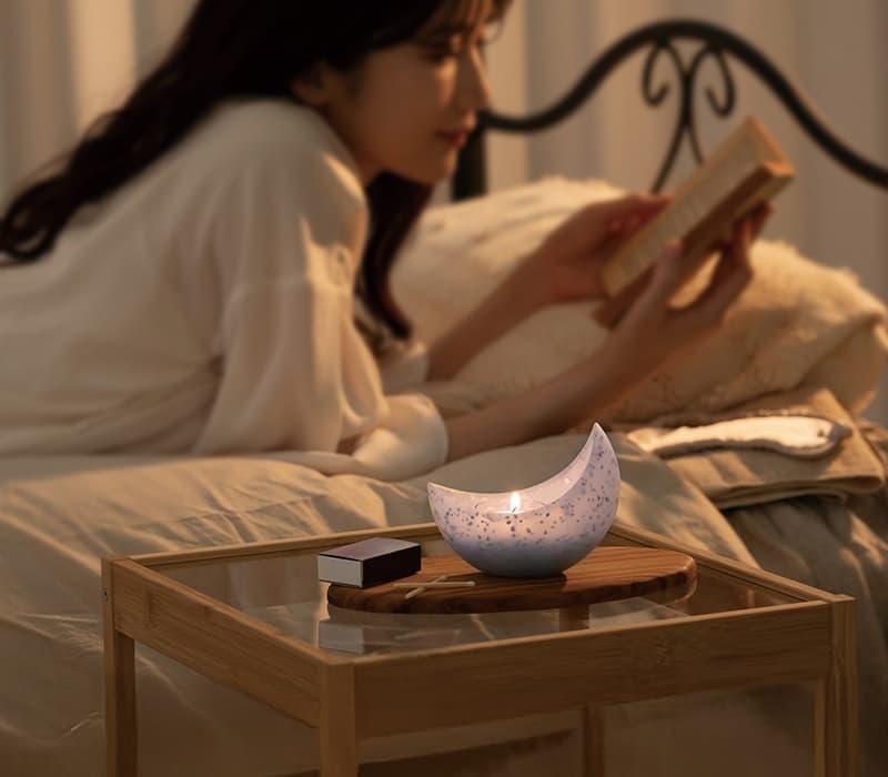 アロマキャンドルホルダー「ツキ」(ミストブルー)