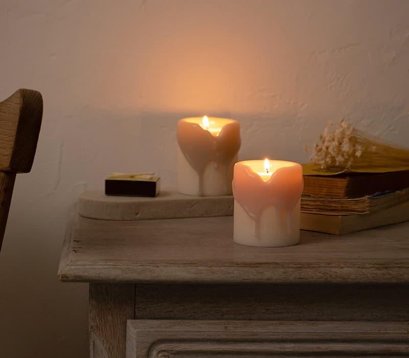 アロマキャンドルホルダー「トロリ」(ピンクベージュ)