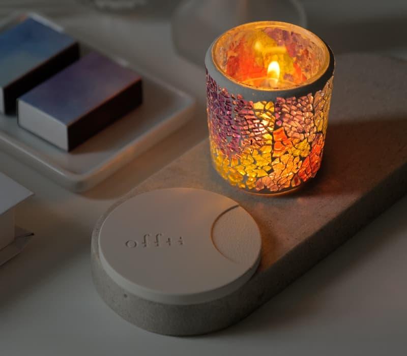 フタ付きモザイクグラス（アール）