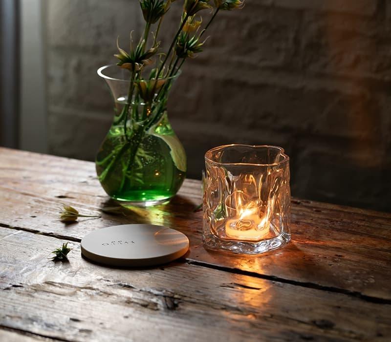 フタ付きキャンドルグラス「カービー」（クリア）