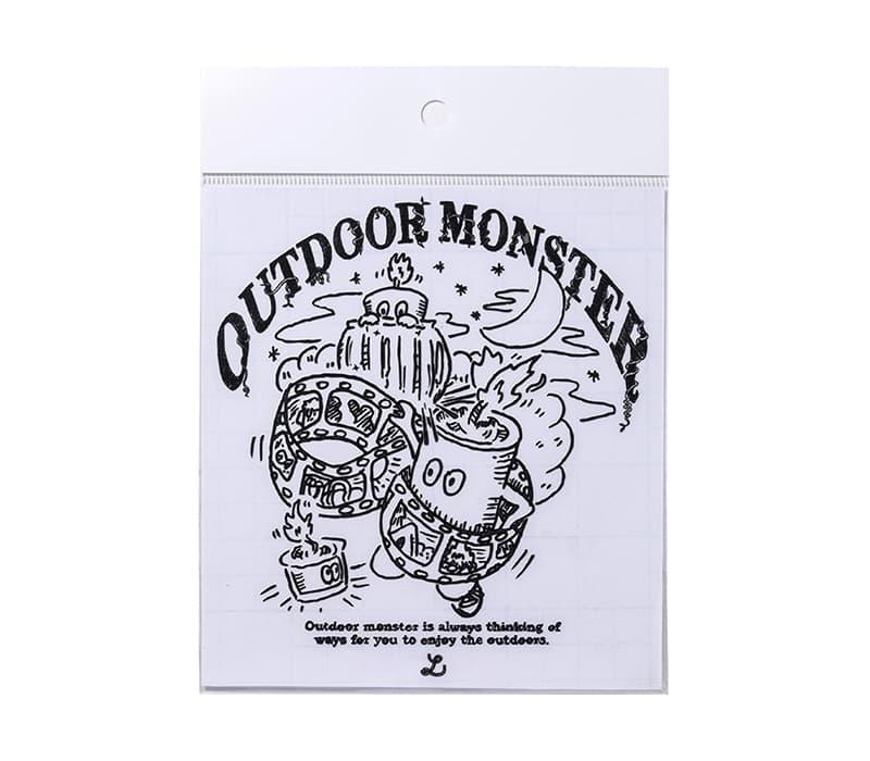 アウトドアモンスターFIRE-STOCK カッティングシール（中）ブラック