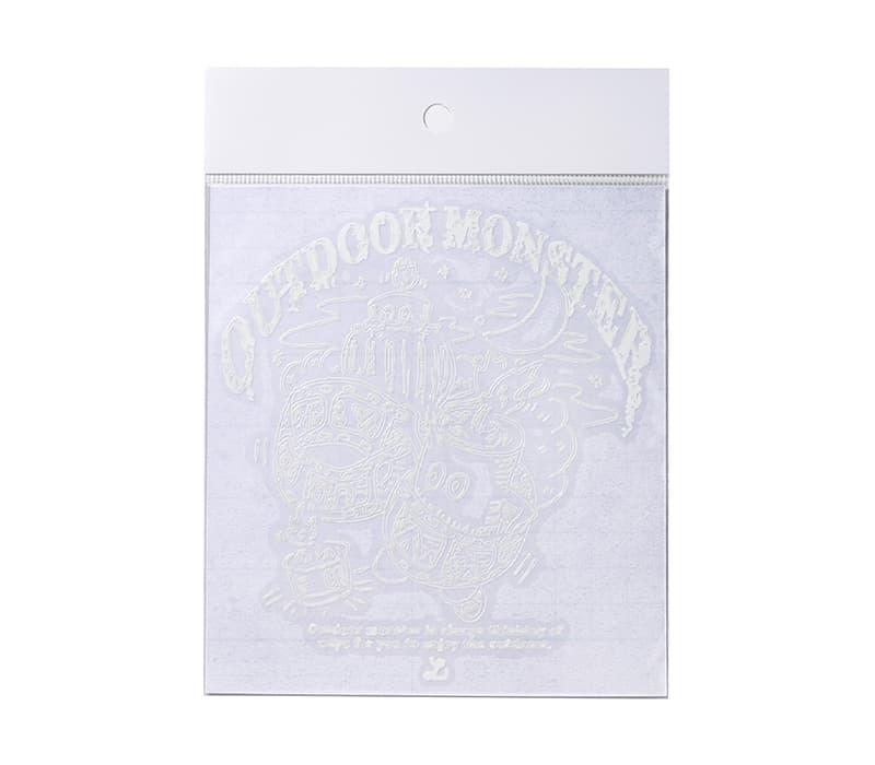 アウトドアモンスターFIRE-STOCK カッティングシール（中）ホワイト