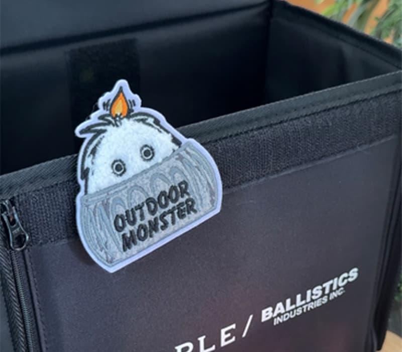 アウトドアモンスター　もふもふベルクロワッペン3枚 グリーン もふもふアウトドアモンスター パッチベルクロ ワッペン