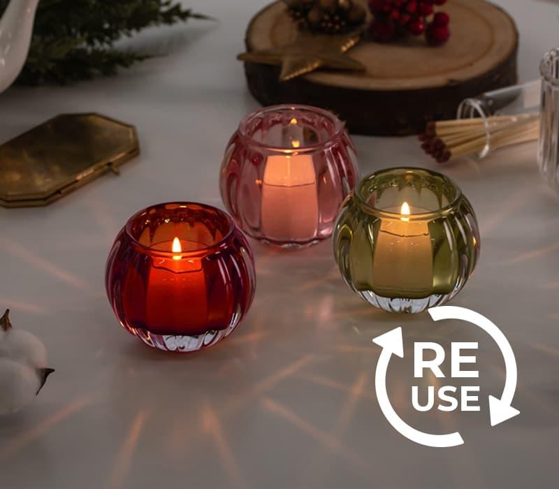 エコリユースキャンドルグラス「スクワッシュ」１２個セット（クリア）