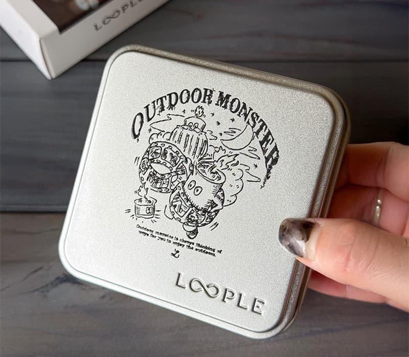 アウトドアモンスターFIRE-STOCK カッティングシール（中）ブラック