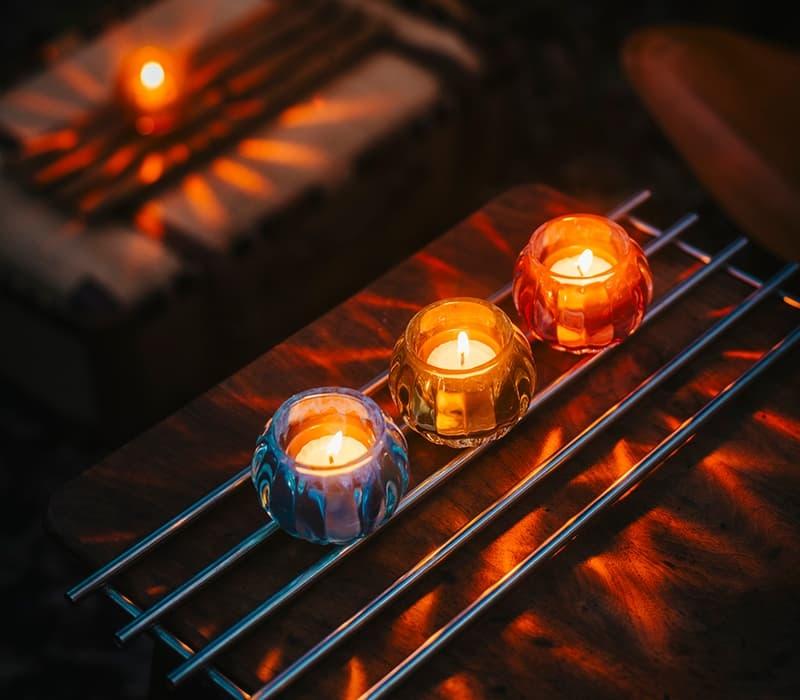 アウトドアキャンドル「グローブ」（ブルー）