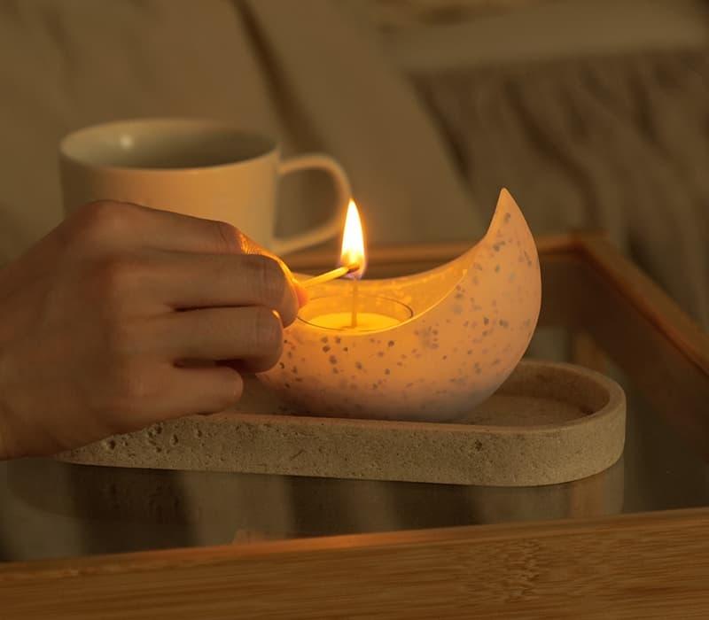 アロマキャンドルホルダー「ツキ」(ミストブルー)