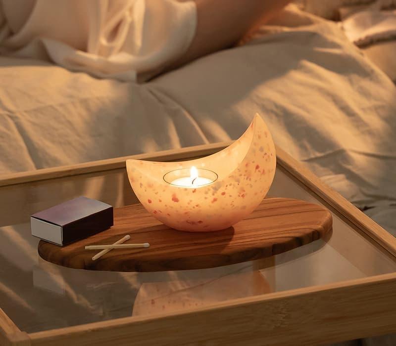 アロマキャンドルホルダー「ツキ」(ミストブルー)