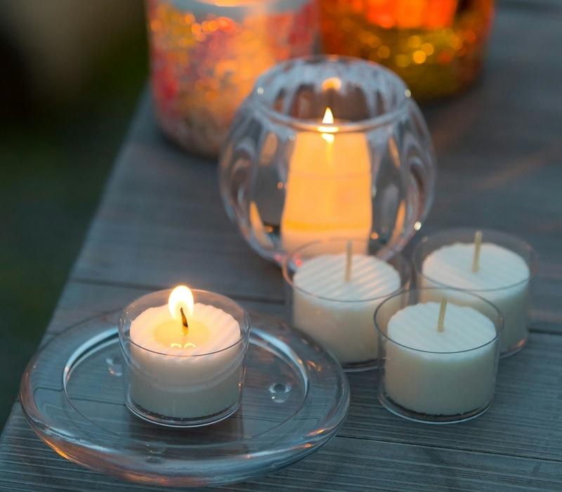 【お得なセット】キャンドルランタン「グローブ」（アンバー）&専用キャンドル４個セット
