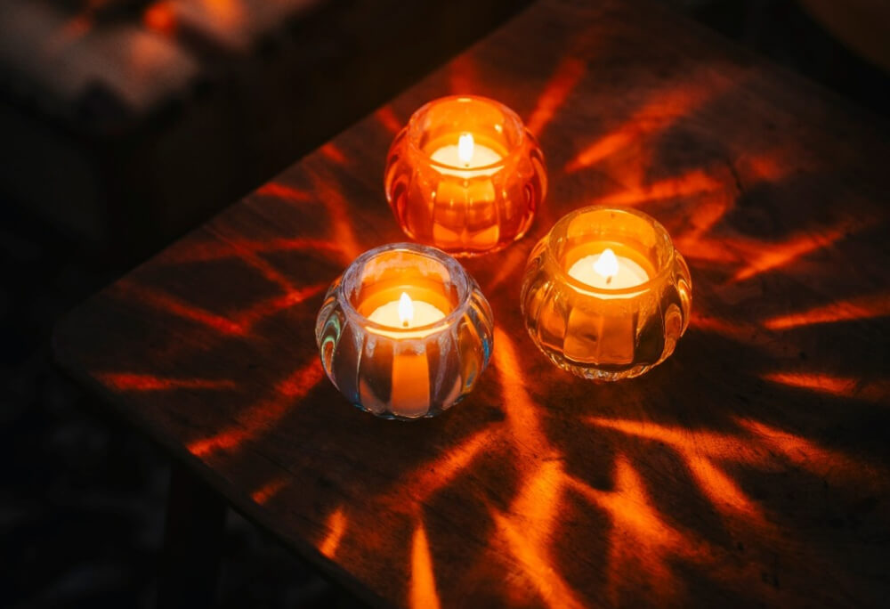 アウトドアキャンドル「グローブ」（ブルー・グリーン・ピンク）