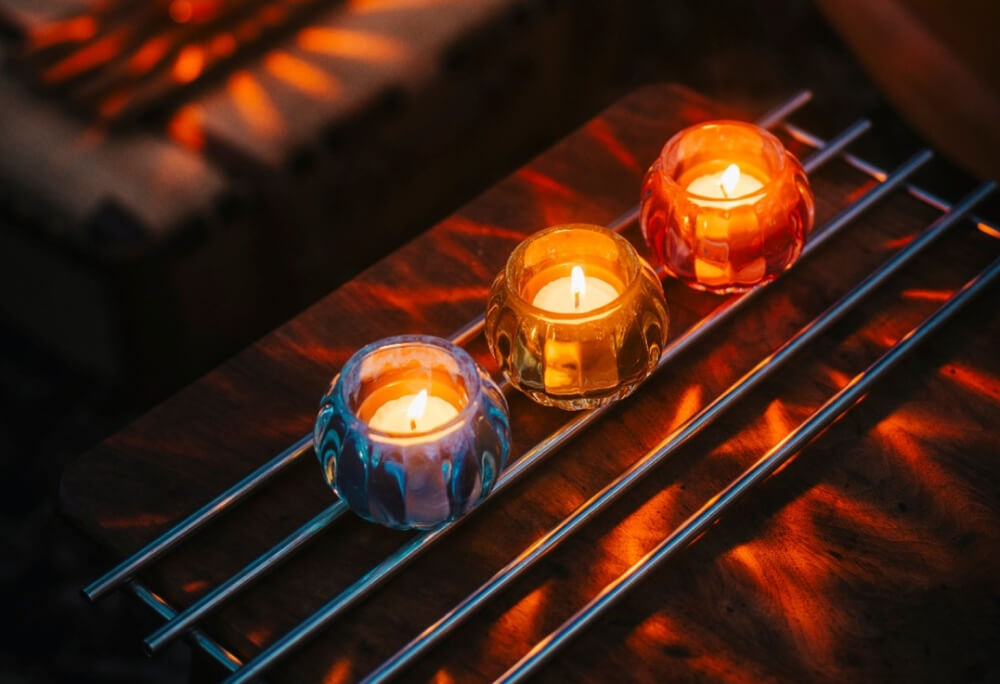 アウトドアキャンドル「グローブ」（ブルー・グリーン・ピンク）