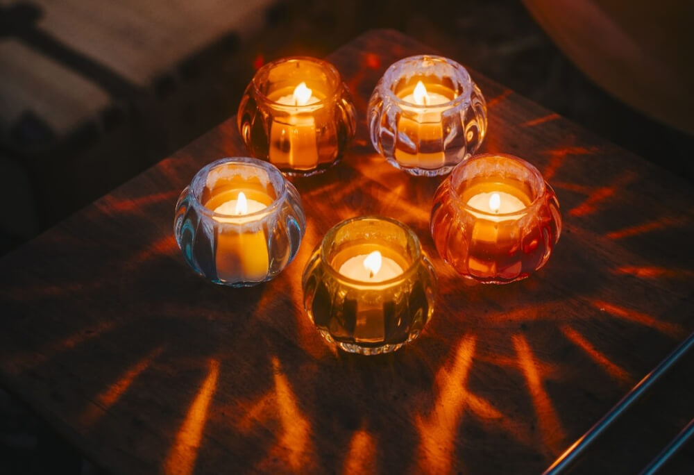 アウトドアキャンドル「グローブ」（ブルー・グリーン・ピンク）